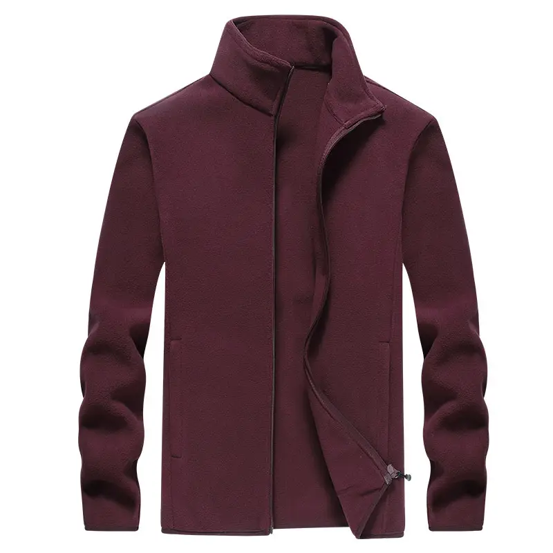 Men's Grey Fleece Warm Jacket with Collar - Image 7