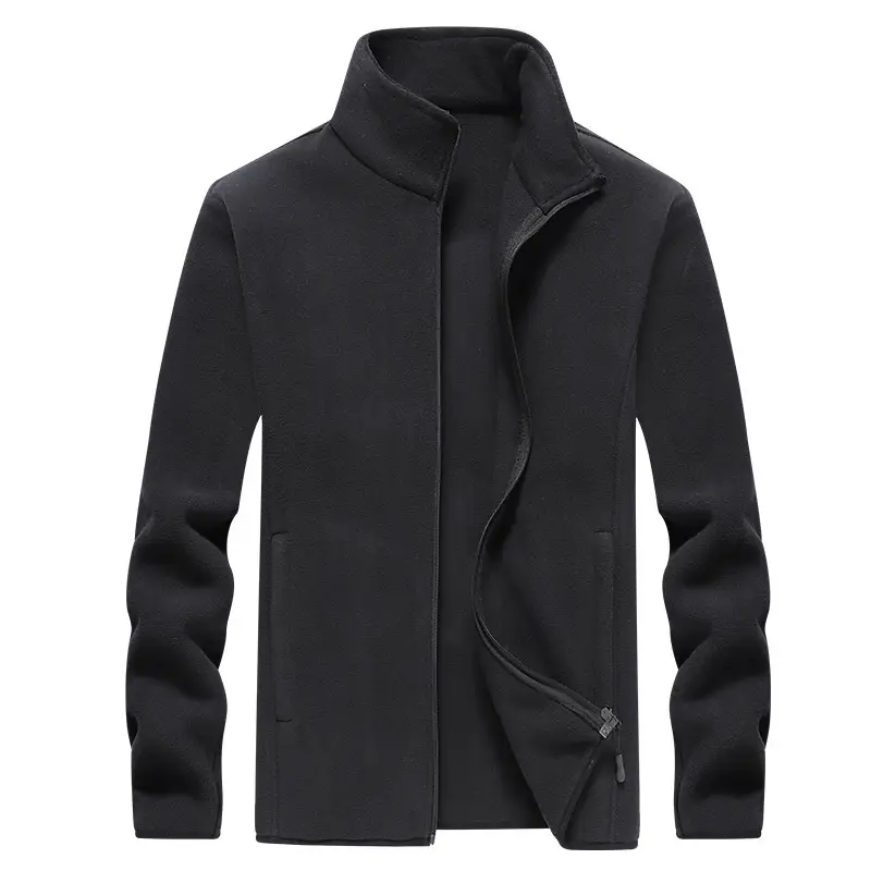 Men's Grey Fleece Warm Jacket with Collar - Image 9