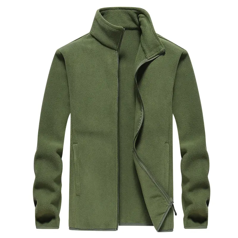 Men's Grey Fleece Warm Jacket with Collar - Image 10
