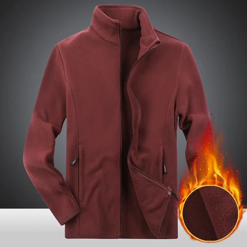 Men's Grey Fleece Warm Jacket with Collar - Image 5