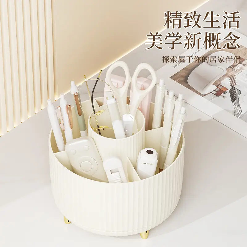 Rotating Plastic Desk Pen Storage Box Mint Green