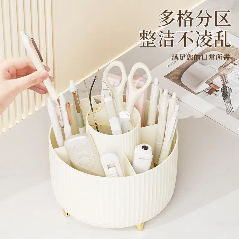 Rotating Plastic Desk Pen Storage Box Mint Green