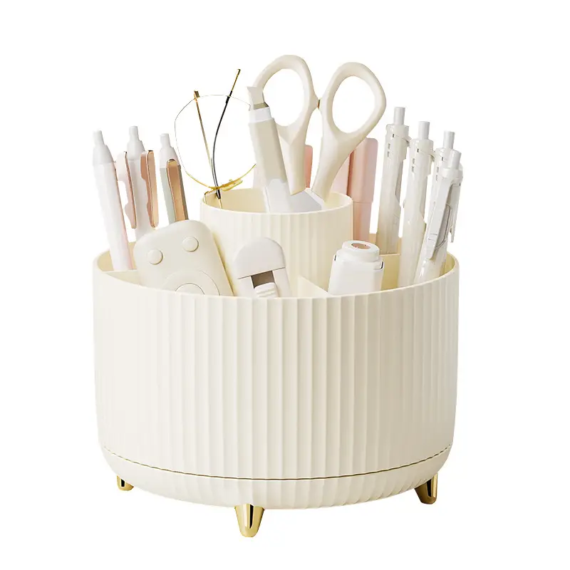 Rotating Plastic Desk Pen Storage Box Mint Green