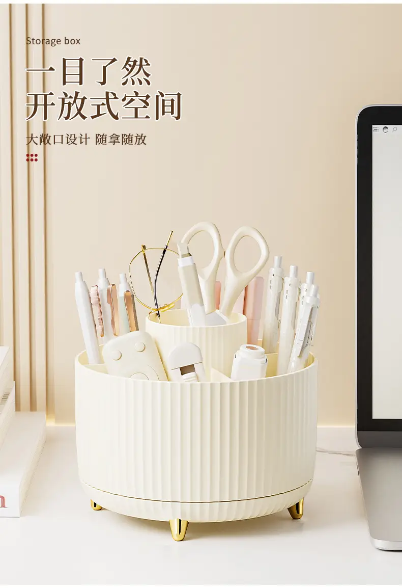 Rotating Plastic Desk Pen Storage Box Mint Green — feature 11