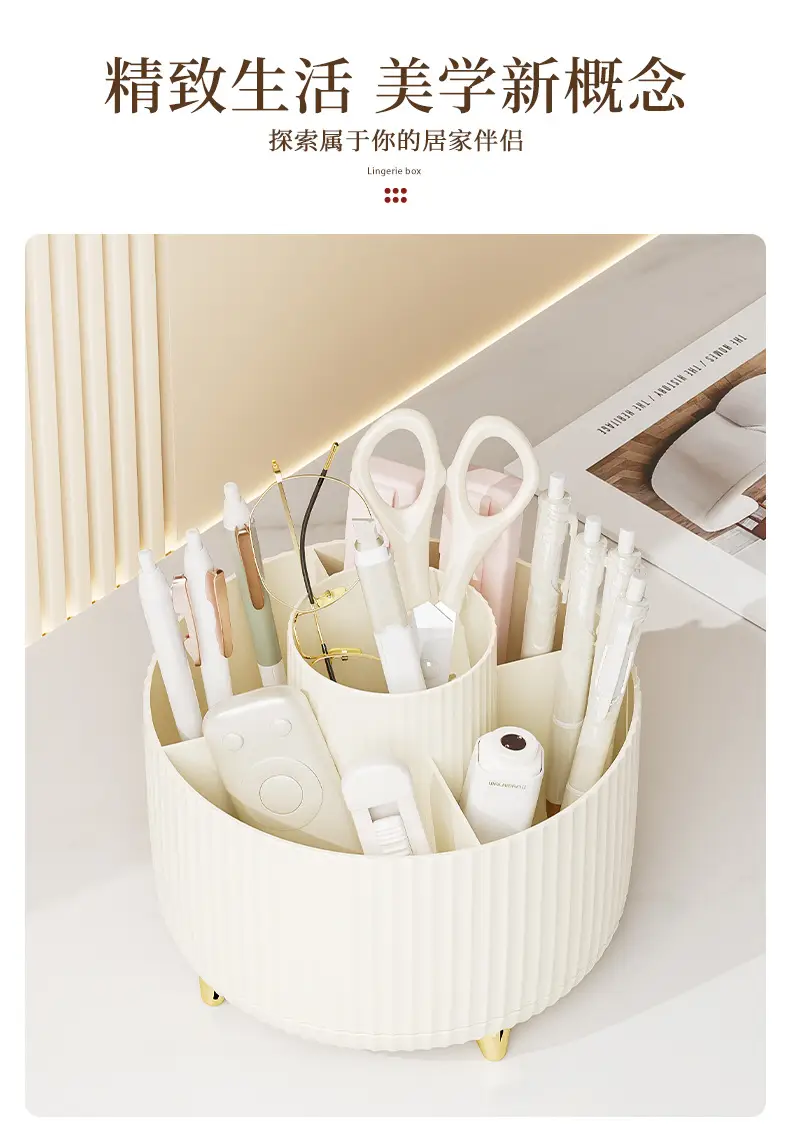 Rotating Plastic Desk Pen Storage Box Mint Green — feature 12