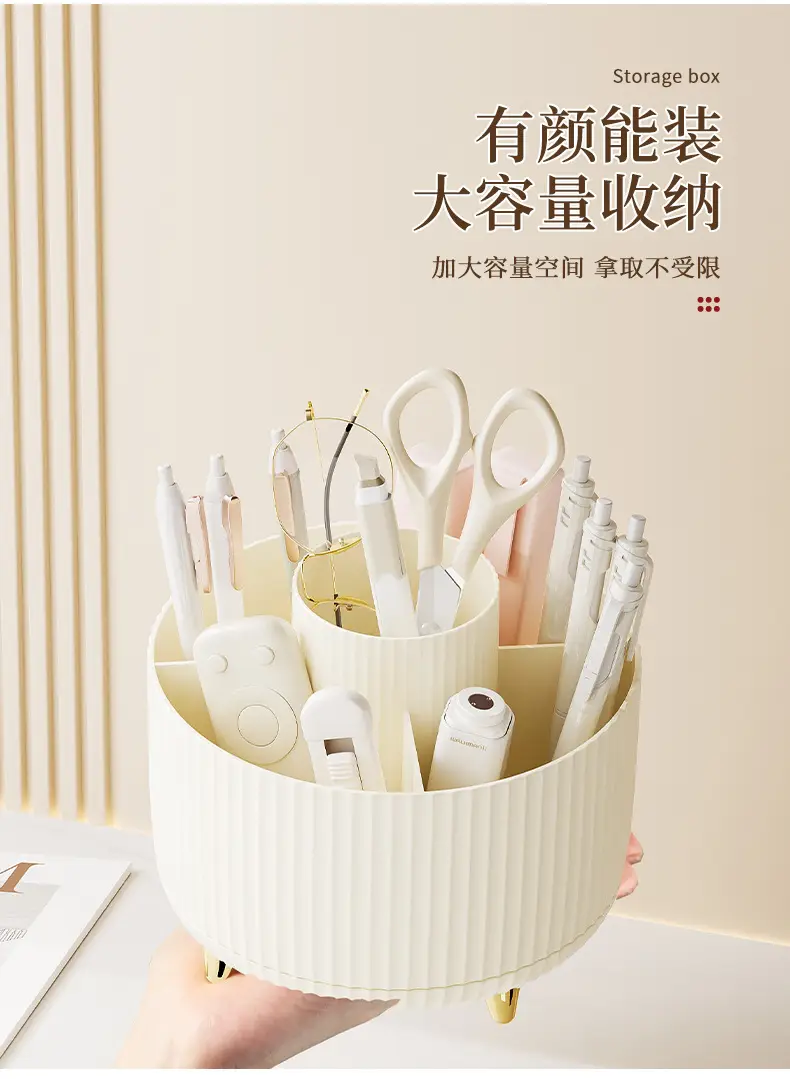 Rotating Plastic Desk Pen Storage Box Mint Green — feature 8