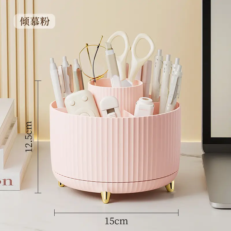Rotating Plastic Desk Pen Storage Box Mint Green