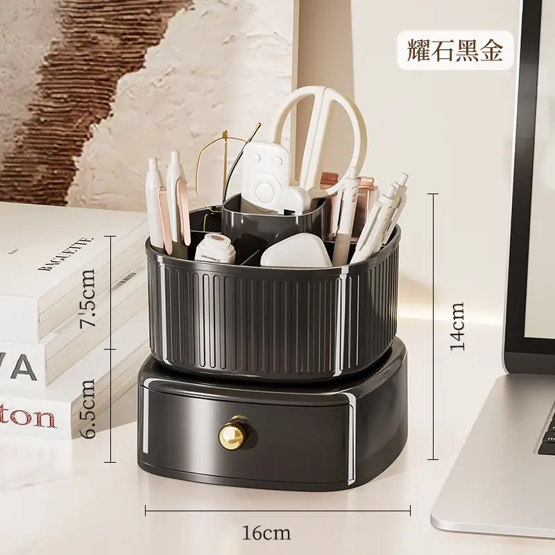 Rotating Plastic Desk Pen Storage Box Mint Green