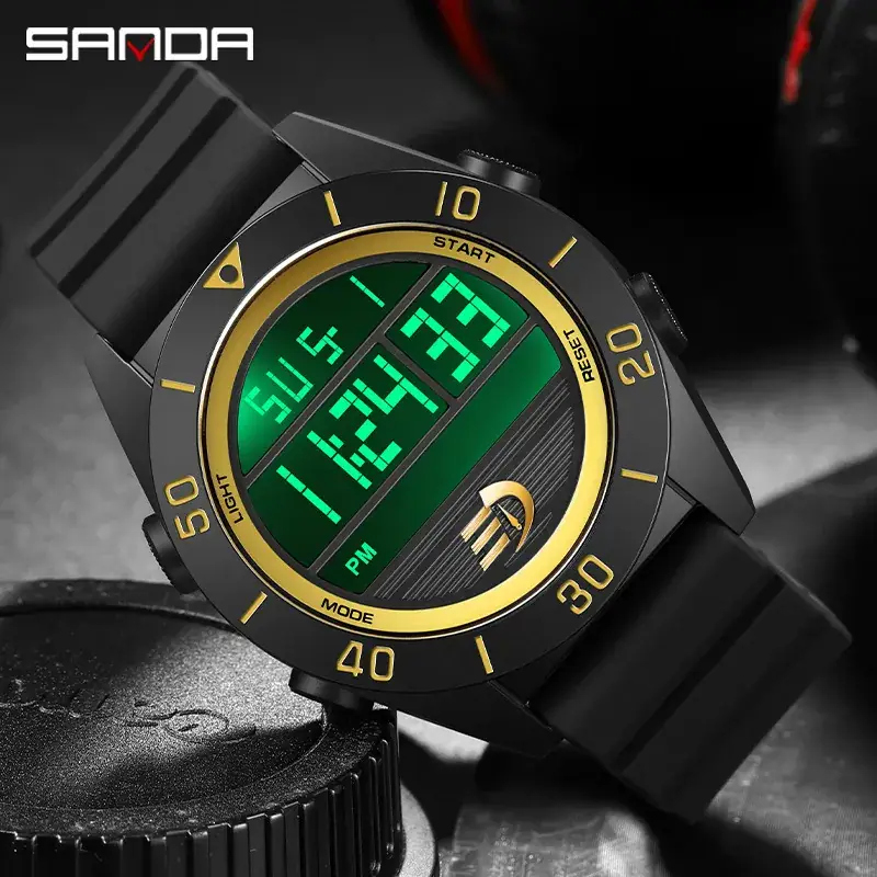 Sanda Black Digital Watch for Youth Sports Multi-Function - Image 8