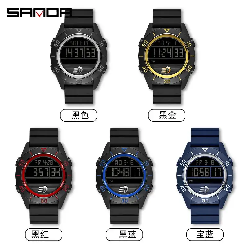 Sanda Black Digital Watch for Youth Sports Multi-Function - Image 9