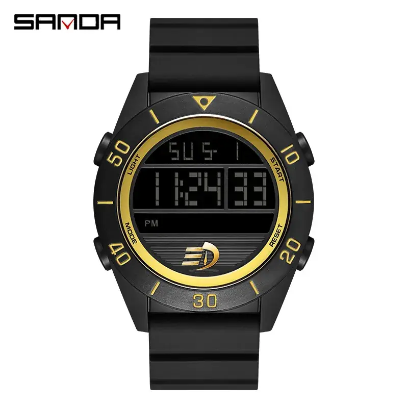 Sanda Black Digital Watch for Youth Sports Multi-Function - Image 2