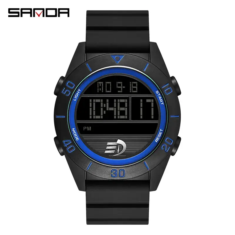 Sanda Black Digital Watch for Youth Sports Multi-Function - Image 3