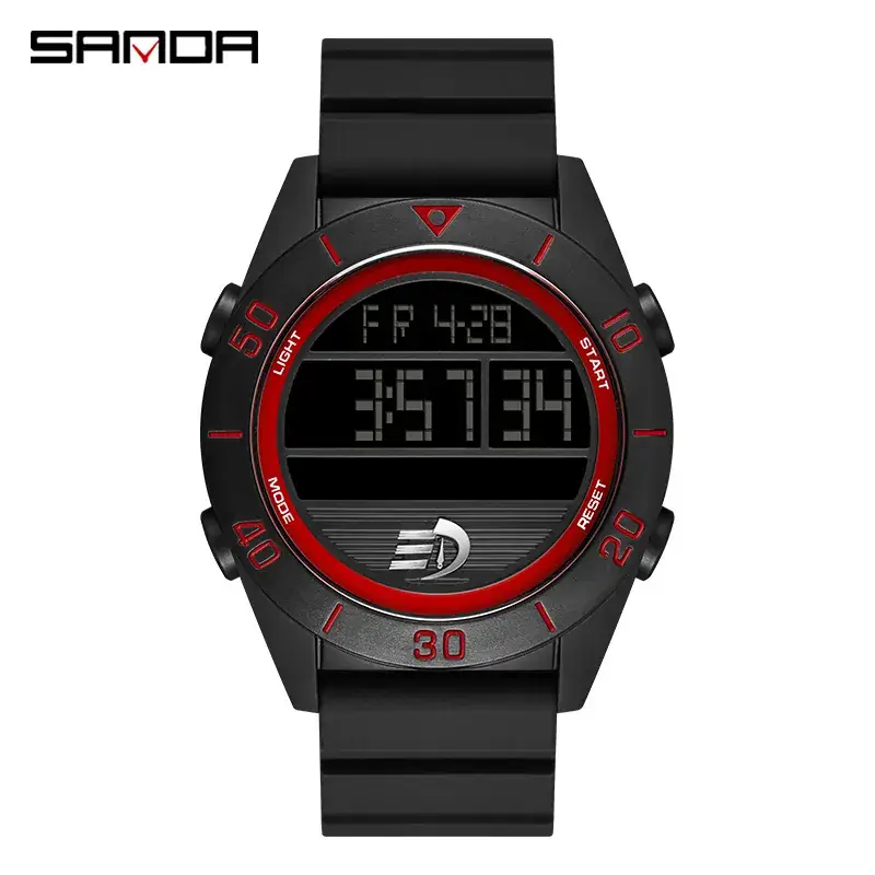Sanda Black Digital Watch for Youth Sports Multi-Function - Image 5