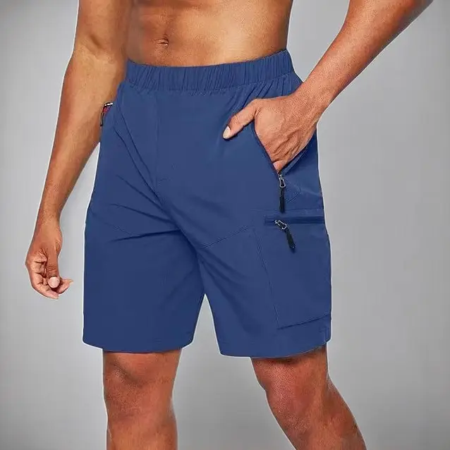 Men's Black Zipper Shorts with Multi-Pockets Large - Image 8