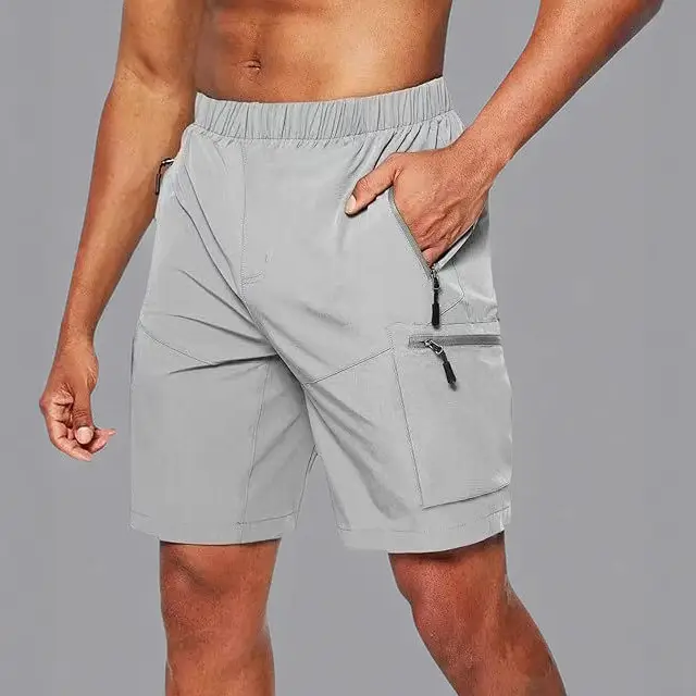 Men's Black Zipper Shorts with Multi-Pockets Large - Image 10