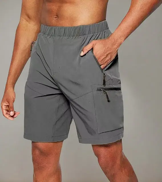Men's Black Zipper Shorts with Multi-Pockets Large — feature 3