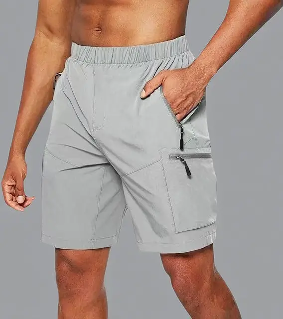 Men's Black Zipper Shorts with Multi-Pockets Large — feature 4