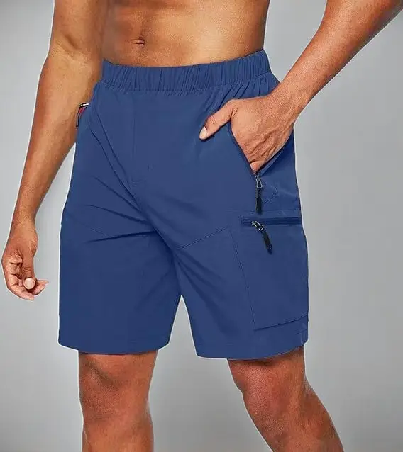 Men's Black Zipper Shorts with Multi-Pockets Large — feature 5