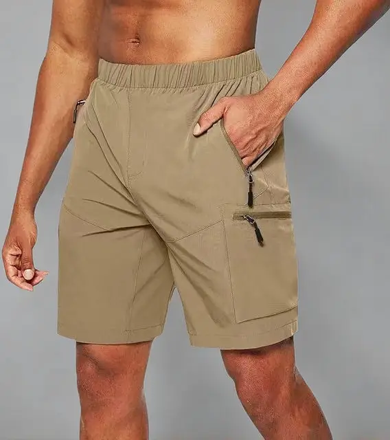 Men's Black Zipper Shorts with Multi-Pockets Large — feature 6