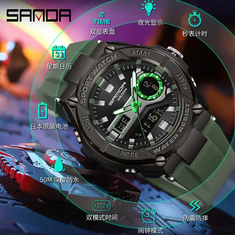 Sanda Sport Watch with RGB Band & Digital Display - Image 10