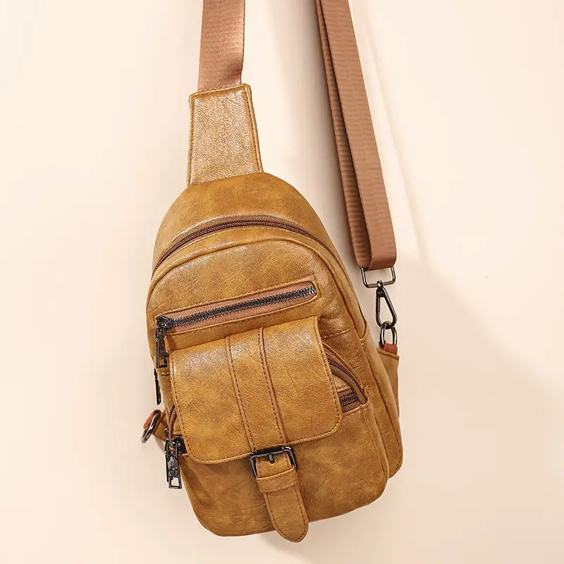 New Women's PU Leather Shoulder Bag Brown Retro Style - Image 6