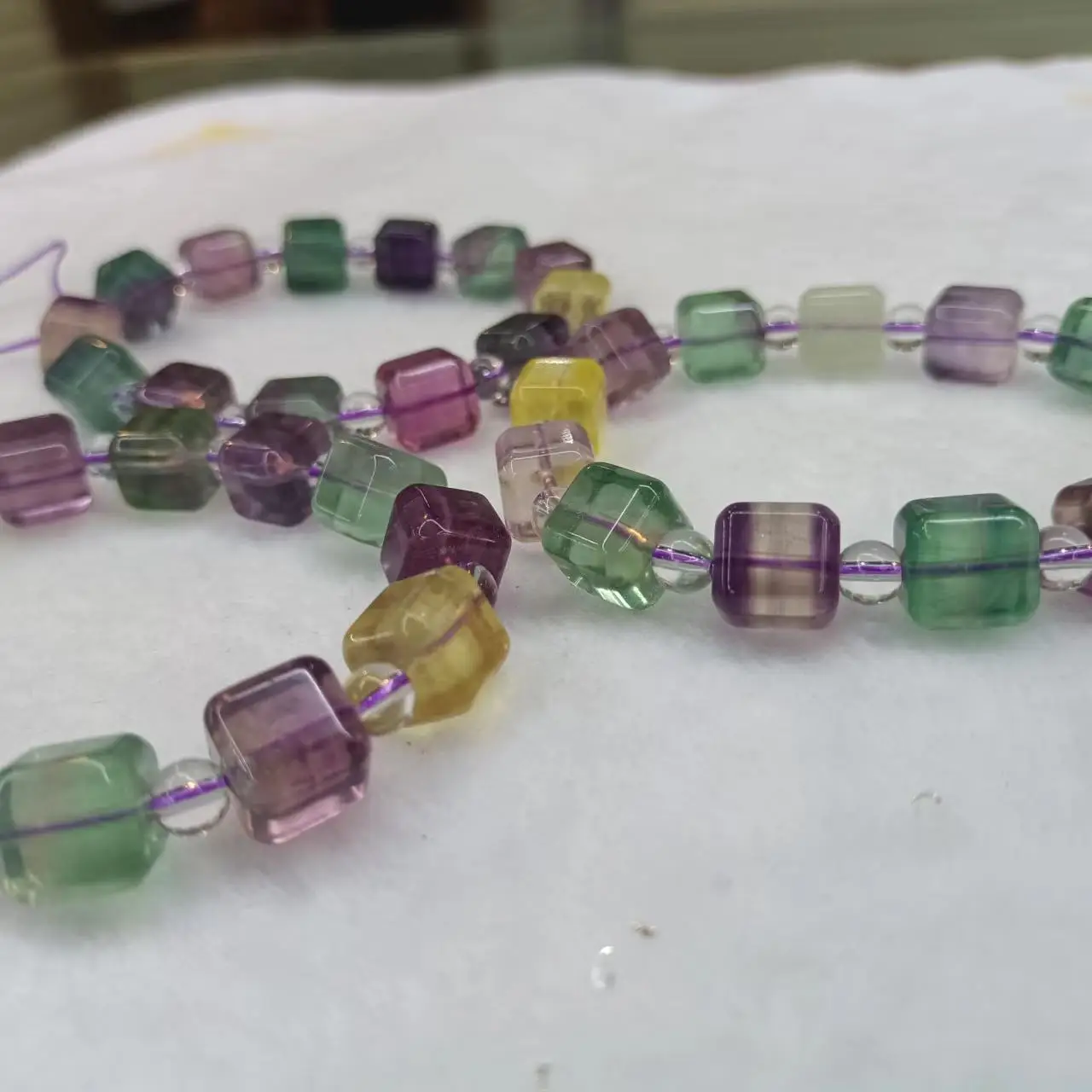 Crystal Jade Colorful Bracelet with 14K Holder & Round Beads - Image 5