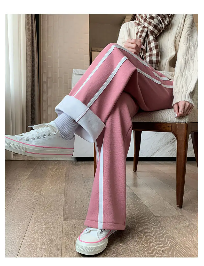 Women's Black Wide Leg Straight Cut Sweatpants 150-175 CM — feature 23