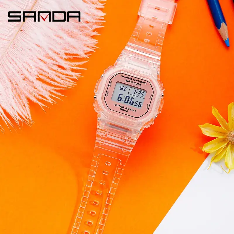 Sanda Digital Watch Transparent Clear Strap 88BAR Waterproof - Image 9