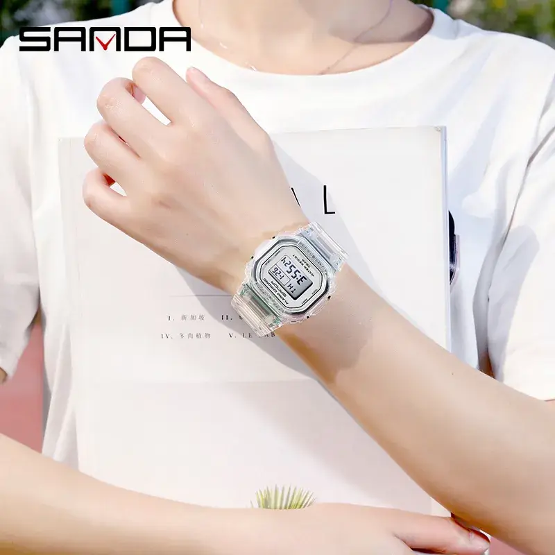 Sanda Digital Watch Transparent Clear Strap 88BAR Waterproof - Image 10