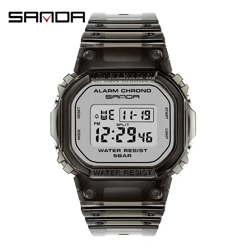 Sanda Digital Watch Transparent Clear Strap 88BAR Waterproof - Image 7