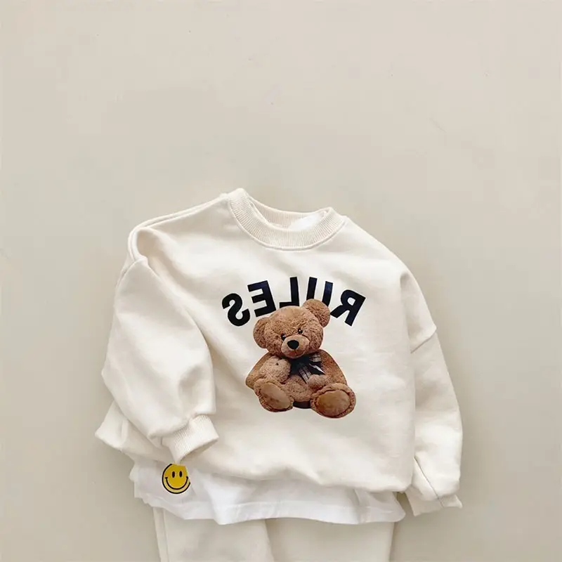 White Bear Print Korean Style Sweater for Boys Girls - Image 2