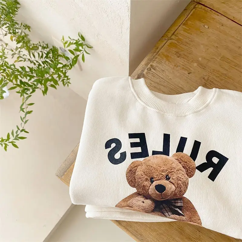 White Bear Print Korean Style Sweater for Boys Girls - Image 5