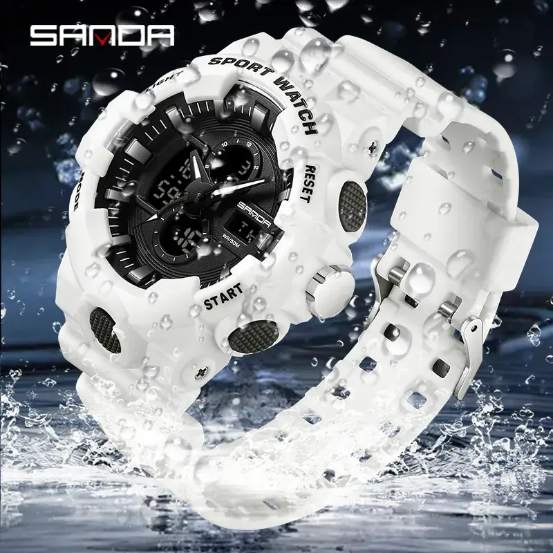 Dual Display Sport Watch Black White LED Alarm Clock - Image 12