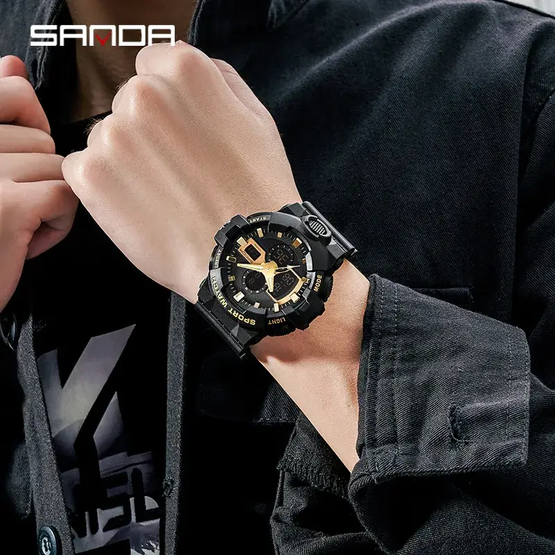 Dual Display Sport Watch Black White LED Alarm Clock - Image 13