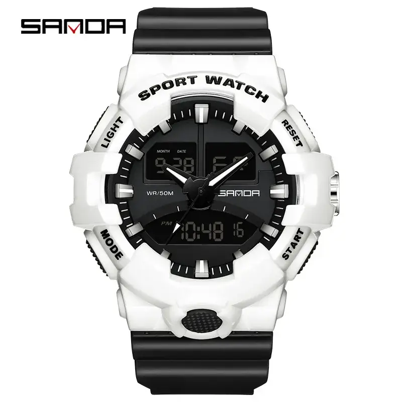 Dual Display Sport Watch Black White LED Alarm Clock - Image 6