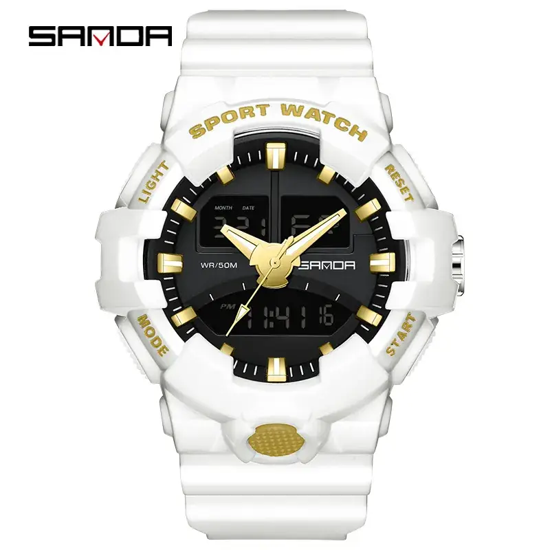 Dual Display Sport Watch Black White LED Alarm Clock - Image 7