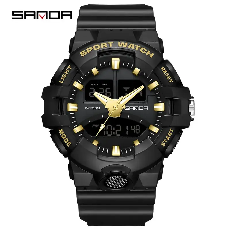 Dual Display Sport Watch Black White LED Alarm Clock - Image 9