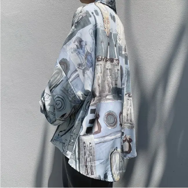 2022 Japanese Long Sleeve Floral Shirt Men's Retro Hong Kong Style - Image 2