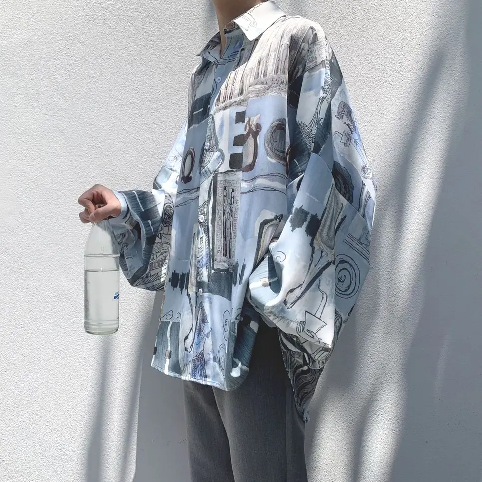 2022 Japanese Long Sleeve Floral Shirt Men's Retro Hong Kong Style — feature 2