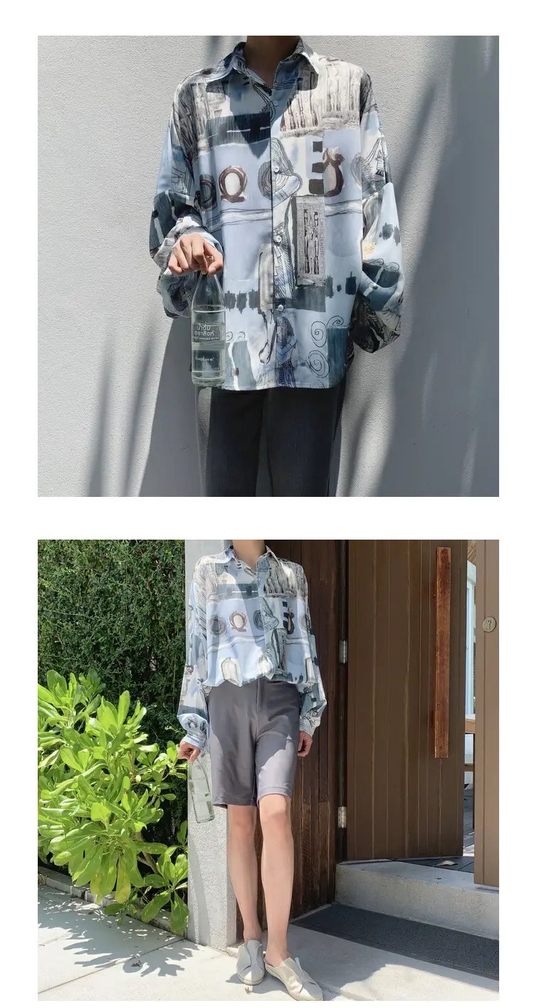 2022 Japanese Long Sleeve Floral Shirt Men's Retro Hong Kong Style — feature 4