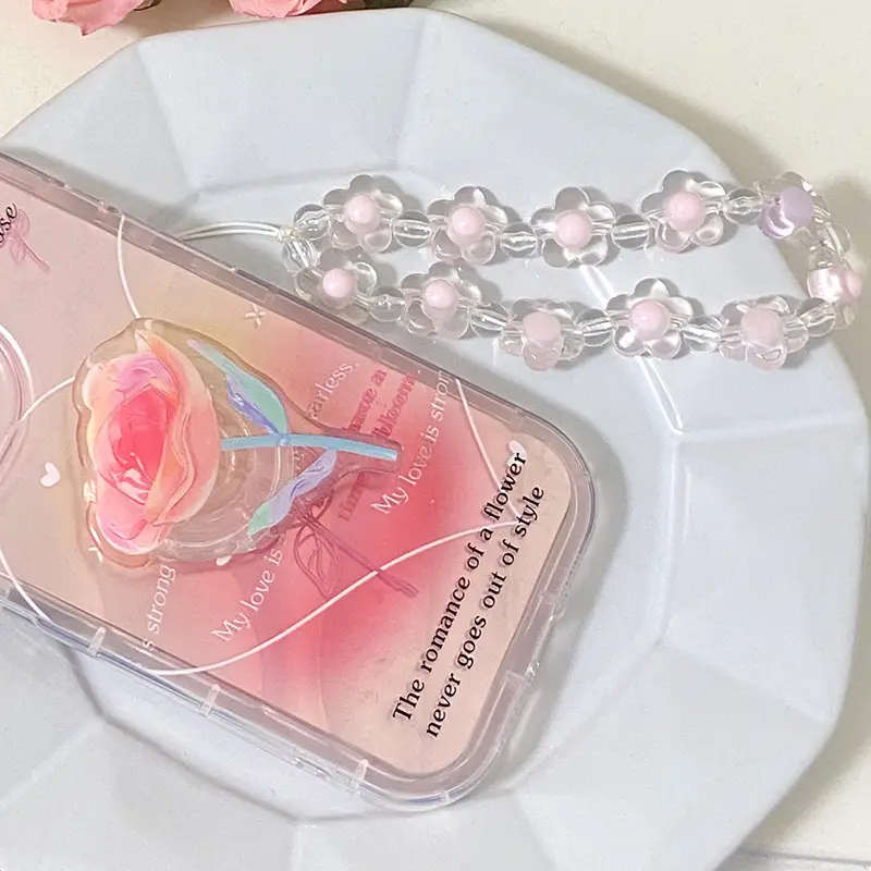 Pink Flower Pearl Bracelet for Women Unisex - Image 15