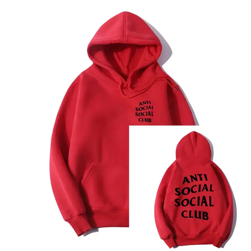 Anti Social Club Hoodie Set Maroon Loose Cotton for Men Women - Image 12