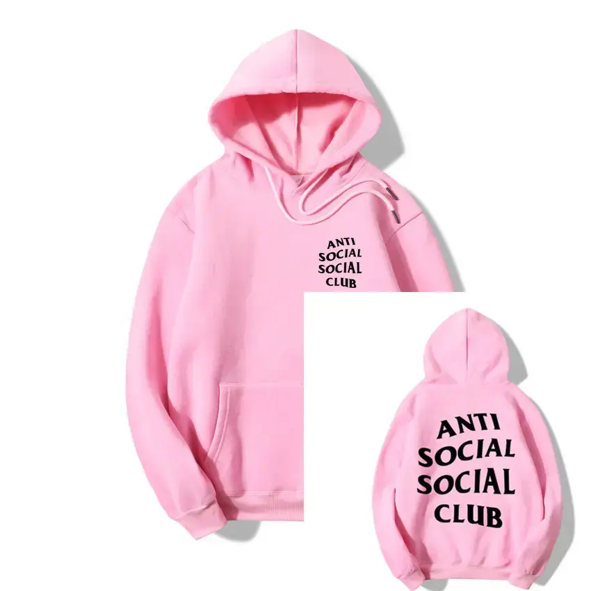 Anti Social Club Hoodie Set Maroon Loose Cotton for Men Women - Image 15