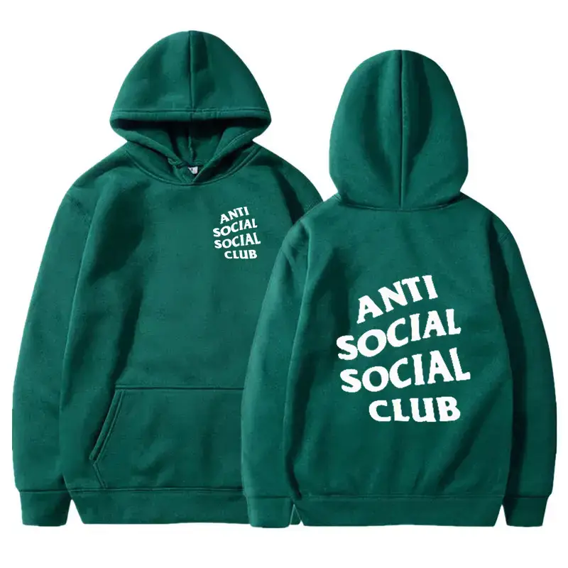 Anti Social Club Hoodie Set Maroon Loose Cotton for Men Women - Image 18