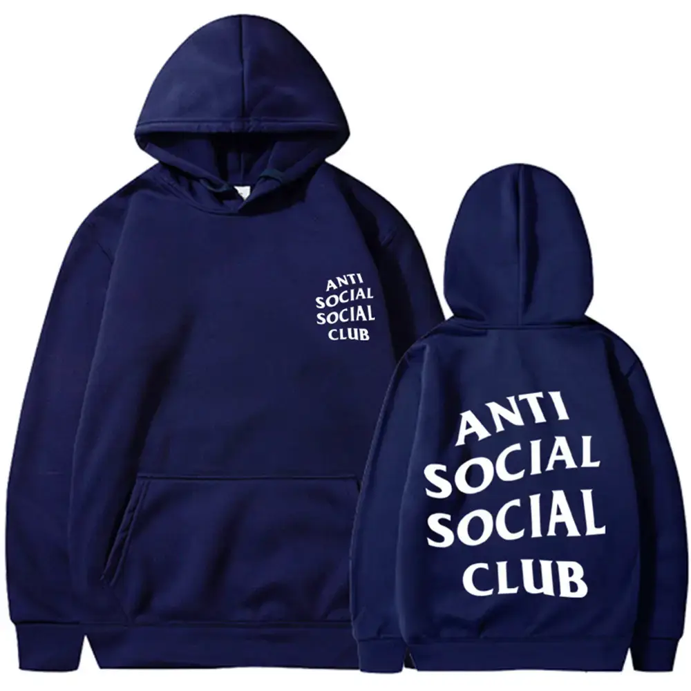 Anti Social Club Hoodie Set Maroon Loose Cotton for Men Women - Image 2