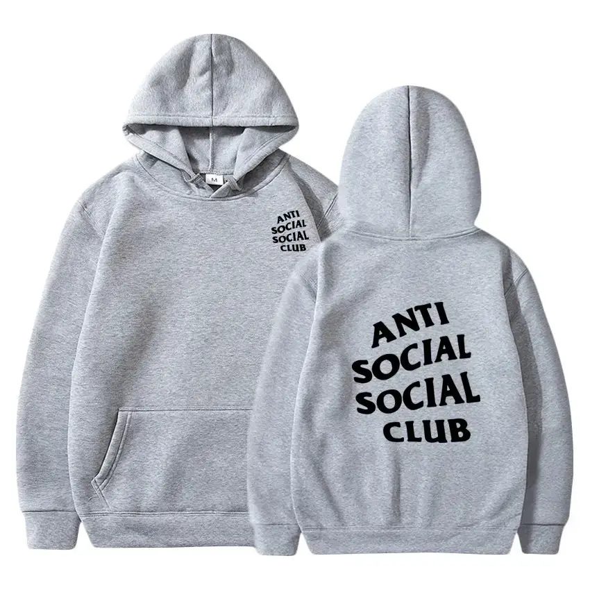 Anti Social Club Hoodie Set Maroon Loose Cotton for Men Women - Image 20