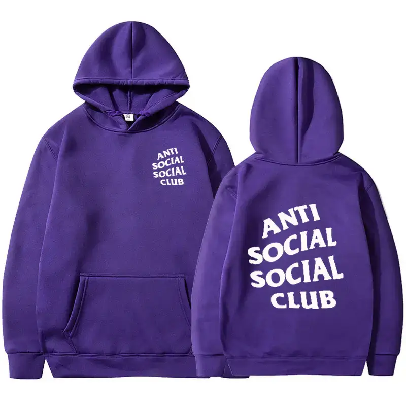 Anti Social Club Hoodie Set Maroon Loose Cotton for Men Women - Image 22