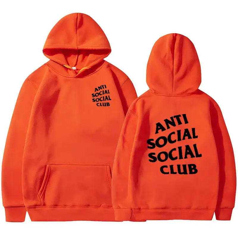 Anti Social Club Hoodie Set Maroon Loose Cotton for Men Women - Image 23
