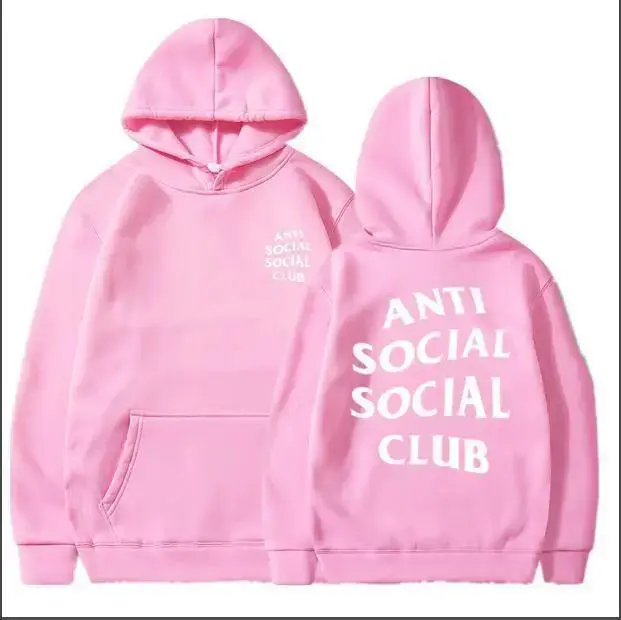 Anti Social Club Hoodie Set Maroon Loose Cotton for Men Women - Image 9