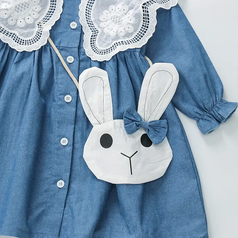 Girls Blue Lace Button Dress 2025 - Image 4